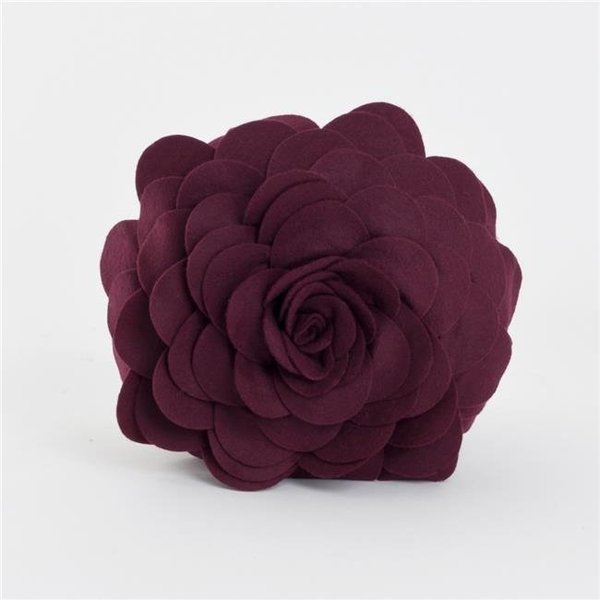 Saro Lifestyle SARO FT095.WN13R 13 in. Rose Round Circular Multicolor Flower Decorative Throw Pillow - Wine FT095.WN13R